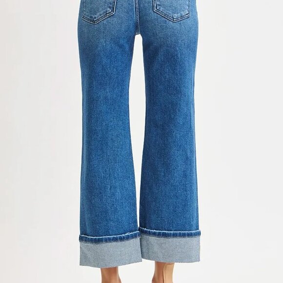 ✨NWT RISEN Full Size Mid Rise Crop Straight Cuffed Jeans Plus Size - Picture 5 of 6